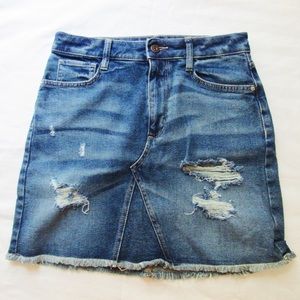 Arizona Ripped Blue Jean High waisted Skirt